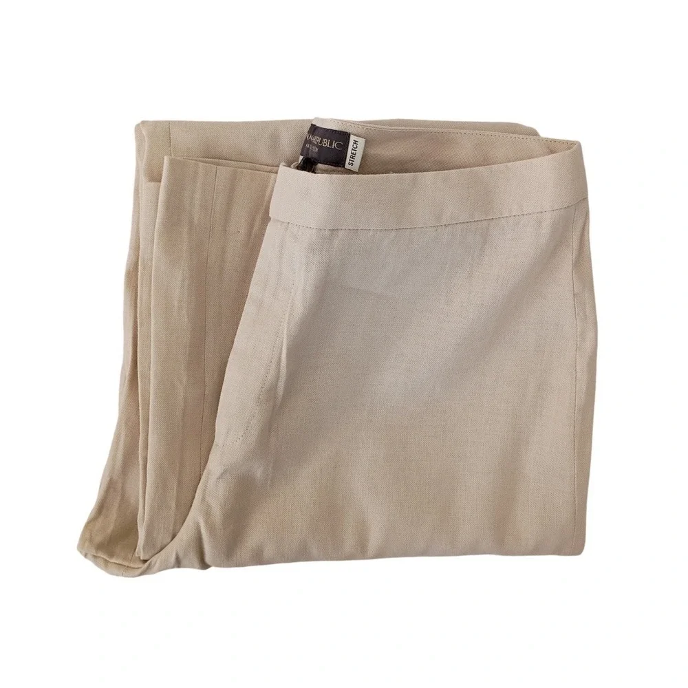 Banana Republic Harrison Linen Blend Wide Leg‎ Pants Beige 6 W28x33 NWOT $150